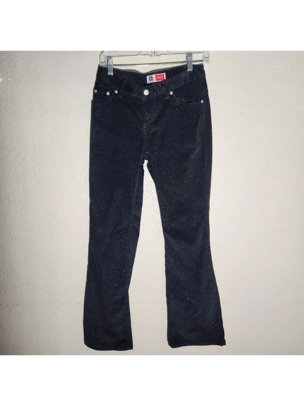 Arizona Jean Co Hipster Black Glitter Flared Pants Womens Size 3 Cotton Blend